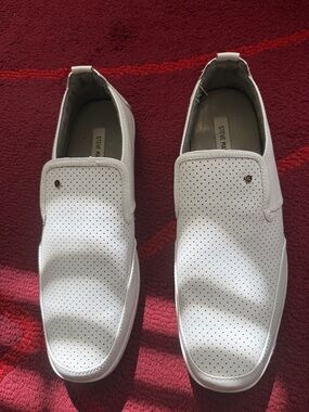 Steve Madden White Perforated Men’s Slip-On Loafers